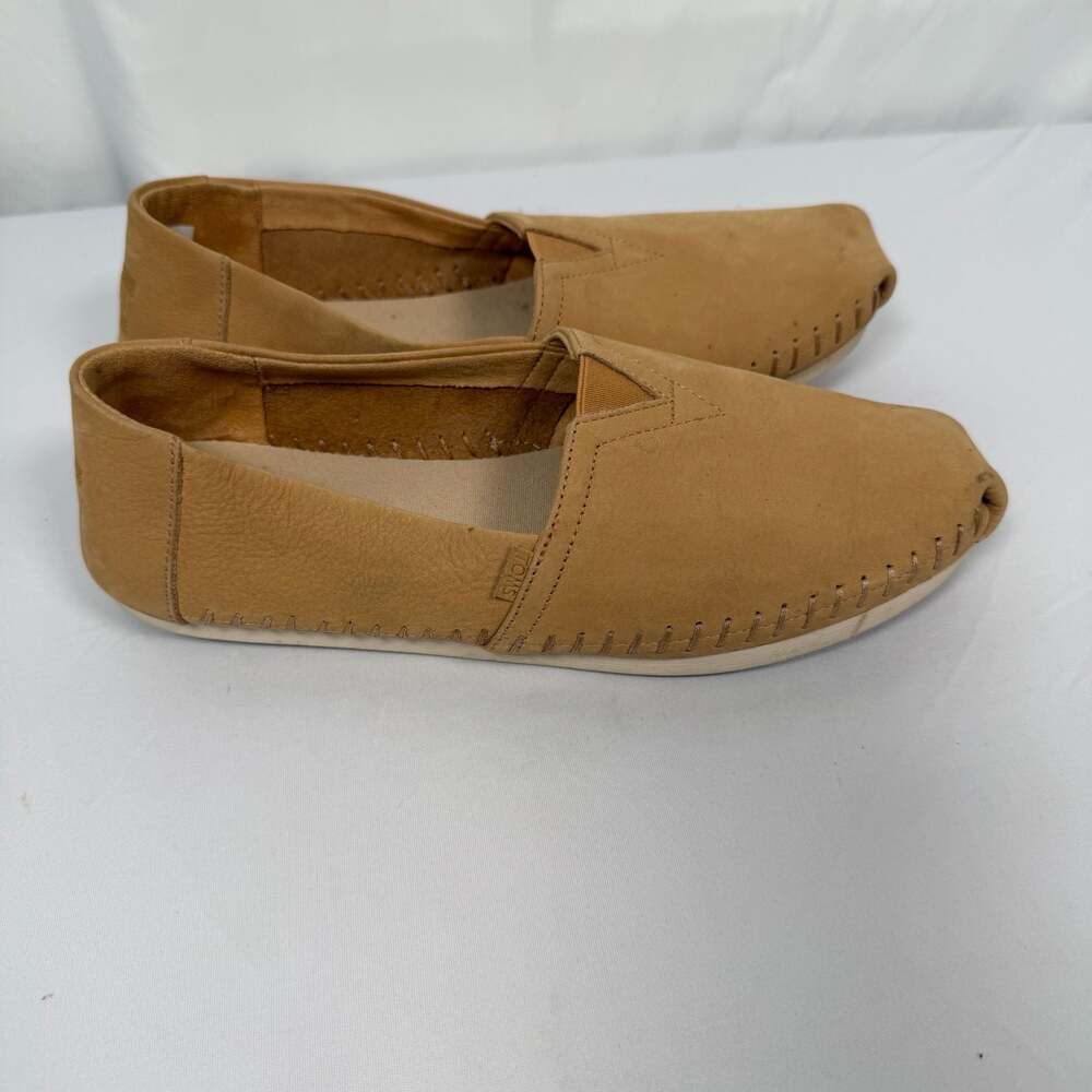 TOMS Women's Alpargata Leather Slip-On Espadrille Shoes, Honey Brown - Picture 2 of 6